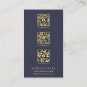 ラックスモダンネイビーブルー&金ゴールドモノグラムソーシャルメディア 名刺 (裏面)