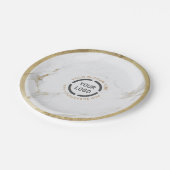 ラックスモダンフェイク金ゴールド大理石会社のロゴ ペーパープレート (アングル)