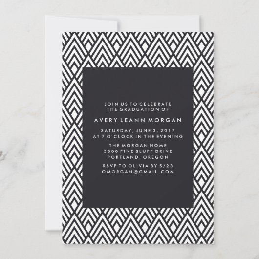 ラックスモダンブラックスクリプト卒業パーティー 招待状 (裏面)