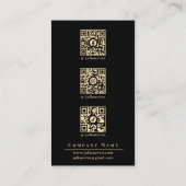 ラックスモダンブラック&金ゴールドモノグラムソーシャルメディア 名刺 (裏面)