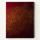 ラックスモダン深いレッド&金ゴールド名前をカスタムする&イニシャル ノートブック (裏面)