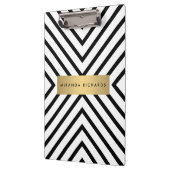 ラックスモダン白黒パターンと金ゴールドバー クリップボード (左)