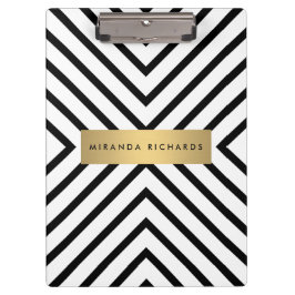 ラックスモダン白黒パターンと金ゴールドバー クリップボード