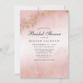 ラックスモダン金ゴールドフレックス赤面ピンクブライダルシャワー 招待状 (正面)