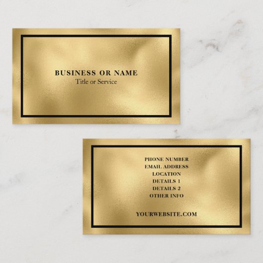 ラックスモダン金フェイク箔メタリックビジネスカード 名刺 (正面/裏面)