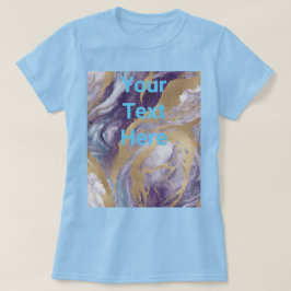 ラックスライトブルーパープルカスタム金ゴールド文字Tシャツ Tシャツ