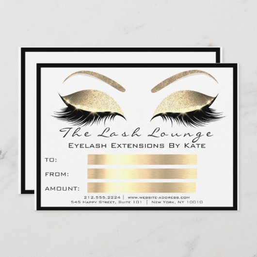 ラックスラッシュホワイト金ゴールド金ゴールドメイクアップ証明書ギフト (正面/裏面)