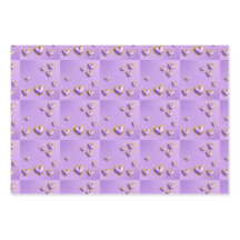 ラックスラベンダー金ゴールドハートラッピング紙