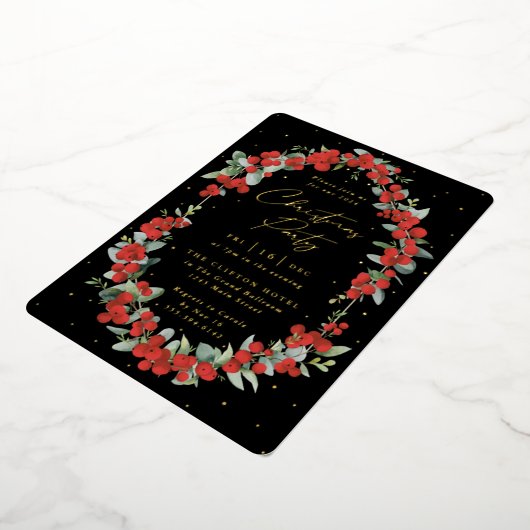 ラックスレッドベリー+ユーカリプトゥスクリスマスパーティー 箔招待状 (回転した状態)