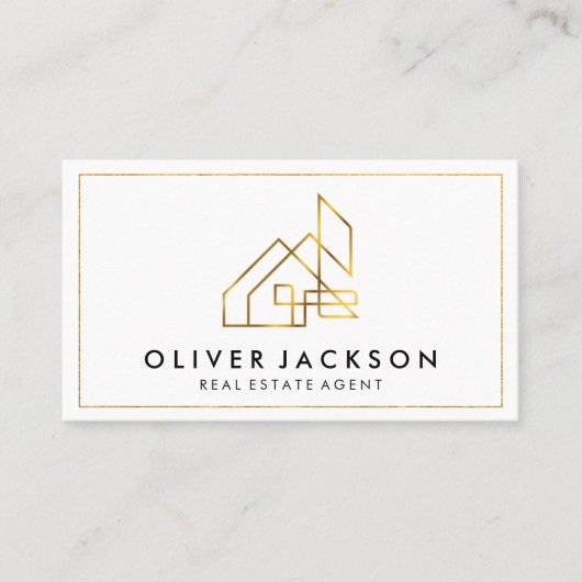 ラックス実在金ゴールドエステートハウス | 金ゴールド縁ど 名刺 (正面)