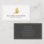 ラックス実在金ゴールドエステートホワイトグレービジネスカード 名刺 (正面/裏面)