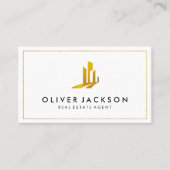 ラックス実在金ゴールドエステートホワイトグレービジネスカード 名刺 (正面)