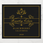 ラックス王室の金ゴールドヴィンテージモノグラムワインブラックラベル スパークリングワインラベル (シングルラベル)