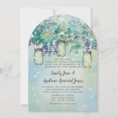 ラックス素朴ネイビー金ゴールドグリーンメイソンジャー 招待状 (正面)