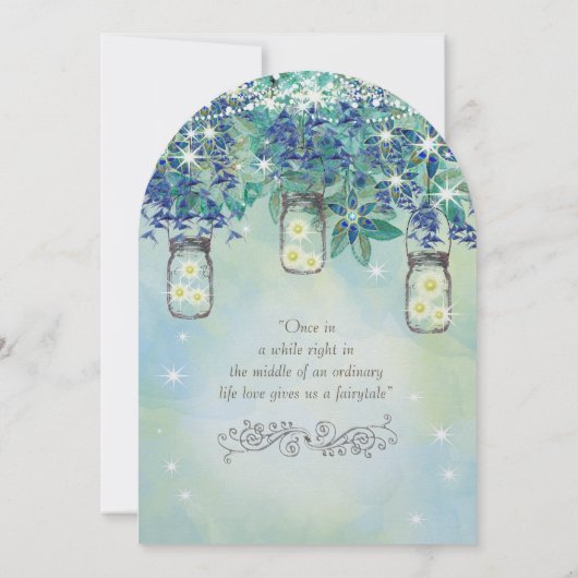 ラックス素朴ネイビー金ゴールドグリーンメイソンジャー 招待状 (裏面)