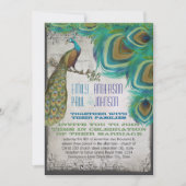 ラックス素朴ピーコックヴィンテージ羽根 招待状 (正面)