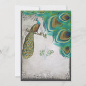 ラックス素朴ピーコックヴィンテージ羽根 招待状 (裏面)