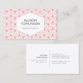 ラックス赤と白アールデコパターン 名刺 (正面/裏面)