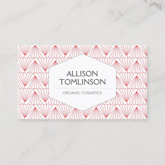 ラックス赤と白アールデコパターン 名刺 (正面)