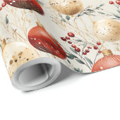 ラックス金ゴールドと赤い水色クリスマスの装飾 ラッピングペーパー (ロールコーナー)