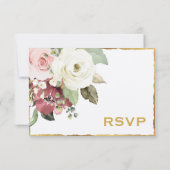 ラックス金ゴールドエッジマウブピンクホワイト花模様 出欠カード (裏面)