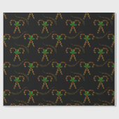 ラックス金ゴールドキャンディキャネスブラッククリスマス ラッピングペーパー (フラット)