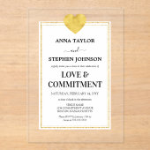 ラックス金ゴールドハートラブ&コミットメント式 アクリル招待状 (正面)