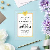 ラックス金ゴールドハートラブ&コミットメント式 アクリル招待状 (インサイチュ (ウェディング))