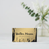 ラックス金ゴールドブラシ白黒モダン文字 名刺 (スタンド正面)