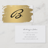 ラックス金ゴールドブラッシュモノグラムファンシー文字 名刺 (正面/裏面)