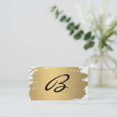 ラックス金ゴールドブラッシュモノグラムファンシー文字 名刺 (スタンド正面)