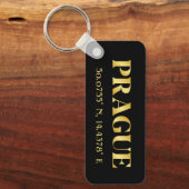 ラックス金ゴールドプラハ緯度&経度 キーホルダー (正面)