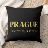 ラックス金ゴールドプラハ緯度&経度 クッション (ブランケット)