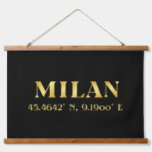 ラックス金ゴールドミラノ緯度&経度 吊り下げ型タペストリー (正面)