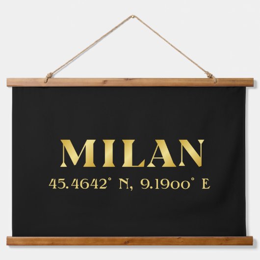 ラックス金ゴールドミラノ緯度&経度 吊り下げ型タペストリー (正面)