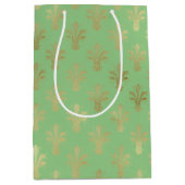 ラックス金ゴールド(紋章の)フラ・ダ・リとグリーンアッシュ ミディアムペーパーバッグ (正面)