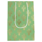 ラックス金ゴールド（紋章の）フラ・ダ・リとグリーンアッシュ ミディアムペーパーバッグ (裏面)