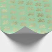 ラックス金ゴールド（紋章の）フラ・ダ・リとグリーンアッシュ ラッピングペーパー (角)