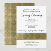 ラックス ネイビー フェイク ゴールド サークル グランド オープニング セレモニー 招待状 (正面/裏面)