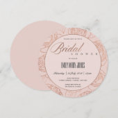 ラックス ブラッシュ ピンク ローズ ゴールド フローラル ブライダル シャワー 招待状 (正面/裏面)