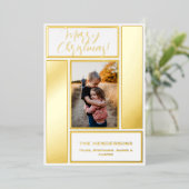 ラックス ボールド ジオメトリック フォト フレーム フォイル ホリデー カード (立ち正面)