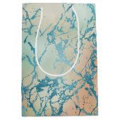 ラックス マーブル | 美しい黄色と珊瑚色のターコイズの縞模様 ミディアムペーパーバッグ (正面)