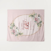 ラックス ローズ ゴールド ボタニカル 50歳の誕生日パーティー バナー タペストリー (正面(横))