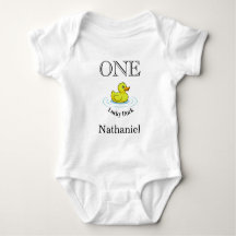 ラックダックボディスーツ 1歳の誕生日おめでとう服