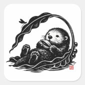 ラッコに夢中 ・StillWood・ ラッコ スクエアシール (正面)