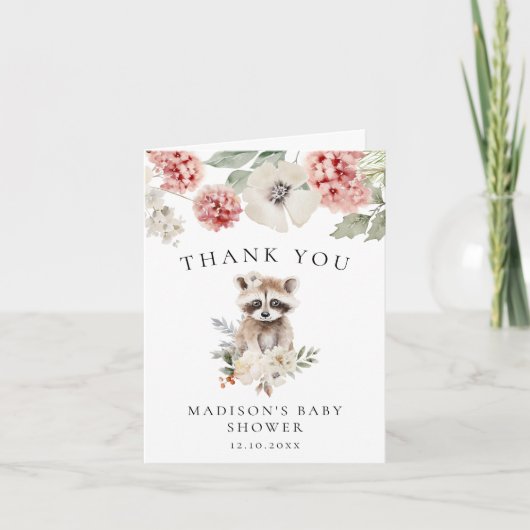 ラッコの水彩冬のベイビーシャワー可愛い サンキューカード (正面)