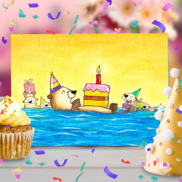 ラッコの誕生日グリーティングカード サンキューカード