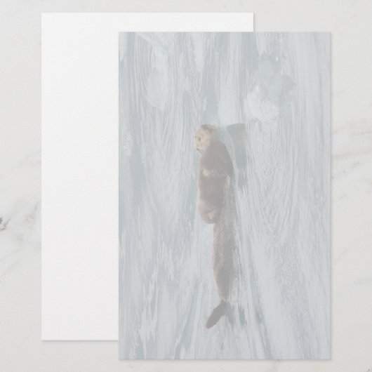 ラッコ及び子犬 便箋 (正面/裏面)