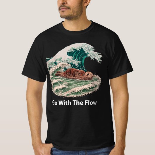 ラッコ Go With The Flow - 神奈川沖浪裏 日本 Tシャツ (正面)