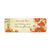 ラッシェットオレンジヴィンテージフラワー差出人住所 ラベル (正面)